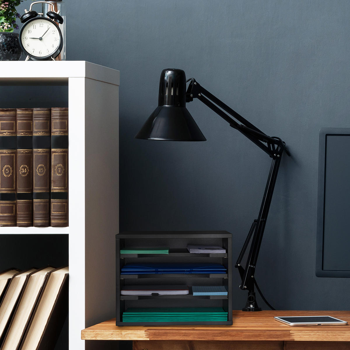 UKLADANIE dokumentov - čierna, kompozitné drevo (35.5/28/25cm) - Relaxdays