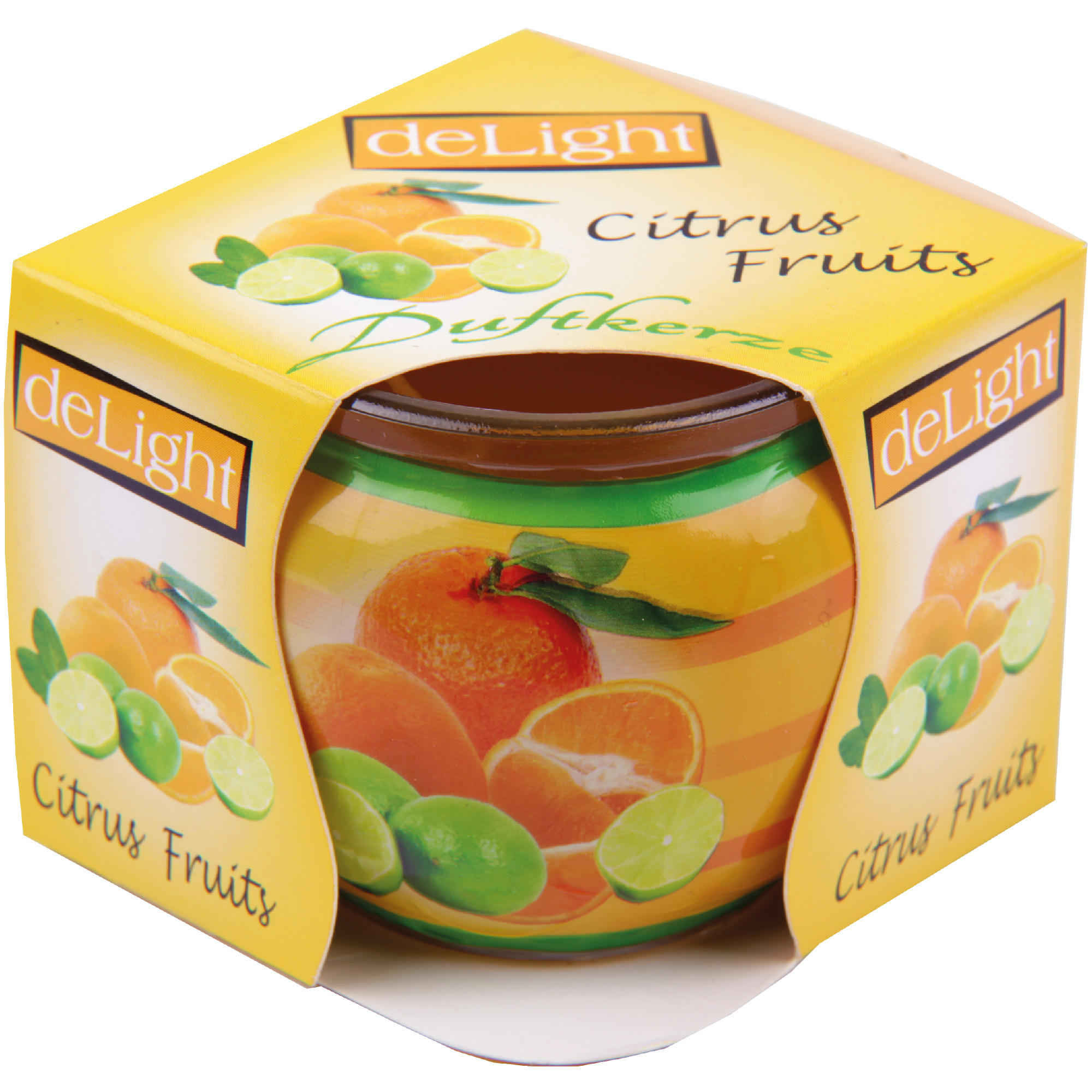 DUFTKERZE "Motiv" Kerze Raumduft Citrus Fruits - Hellgelb, Naturmaterialien (7/6cm)