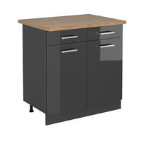 SPODNÍ SKŘÍŇKA KUCHYŇSKÉ LINKY R-Line Antracitový vysoký lesk - antracitová/vysoce lesklá černá, kompozitní dřevo (80/81.6/60cm) - Vicco