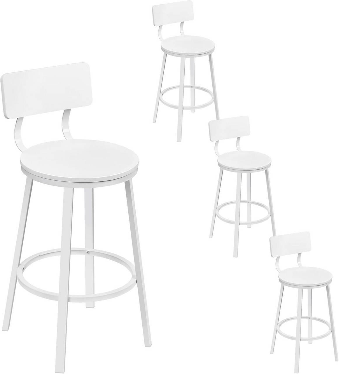 BARHOCKER 4er Set, Metallgestel, Weiß - Weiß, Holzwerkstoff/Metall (51.5/89/51.5cm) - Woltu
