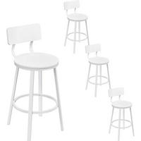 BARHOCKER 4er Set, Metallgestel, Weiß - Weiß, Holzwerkstoff/Metall (51.5/89/51.5cm) - Woltu