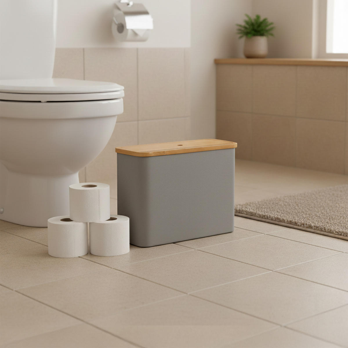 TOILETTENPAPIER-AUFBEWAHRUNG - Grau, Holz/Textil (45/34.5/15cm) - Relaxdays