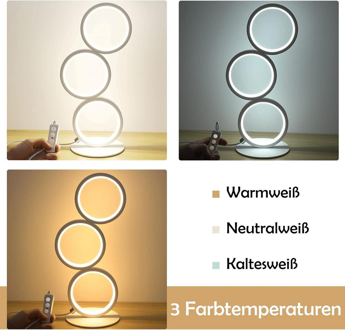 LED-TISCHLEUCHTE Chemnitz 14/14/38 cm - Weiß, Metall (14/14/38cm) - Nettlife