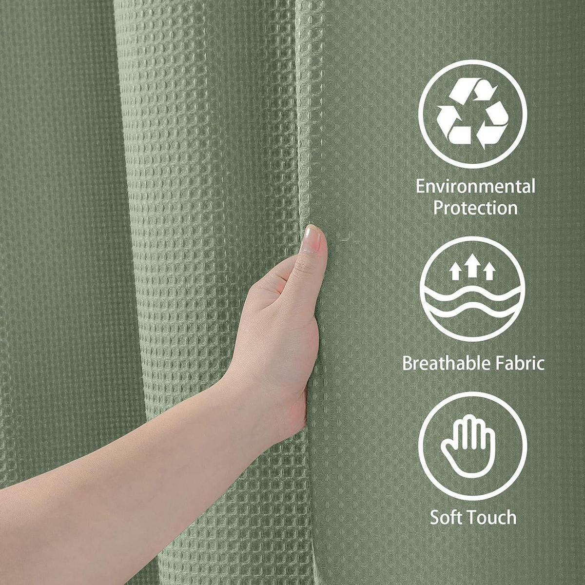 DUSCHVORHANG Waffelstoff Grün 152 x 214 cm - Grün, Textil (152/214cm)