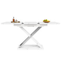 AUSZIEHTISCH Marmoroptik Weiß 118-157/75/76.4 cm - Weiß, Holz (75/118/76.4cm) - PANGIVO