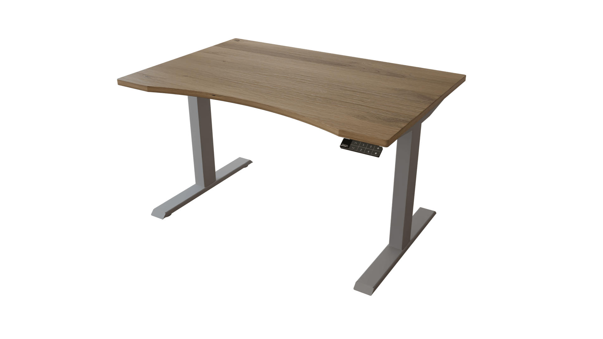 SCHREIBTISCH 120/80 elektrisch höhenverstellbar aus Wildeiche ergonomisch - Silber - Weiß/Braun, Holz (80/120/72.5cm) - MeinMassivholz