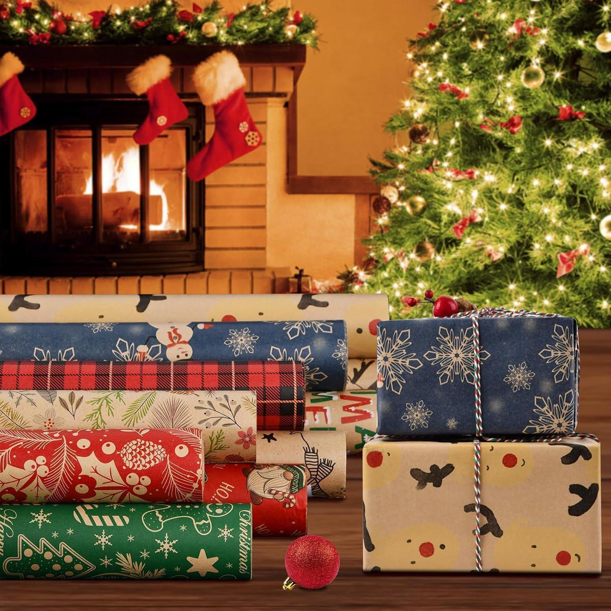 GESCHENKPAPIER 2-teiliges Set 43 cm x 15 m Weihnachten - Multicolor, Papier (43/0.1/1500cm)