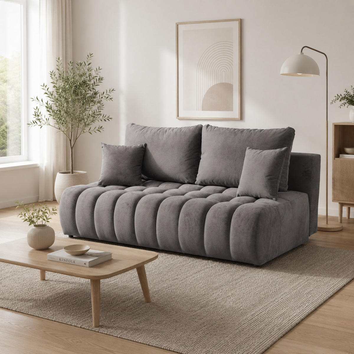 SOFA 200 cm in Aschgrau - Grau, Textil (200/92/115cm) - Home Collective