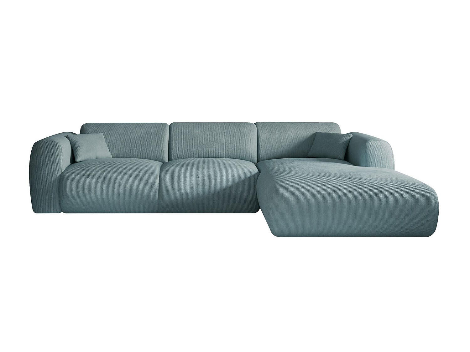 SOFA ohne Schlafmöglichkeit - 5 Personen - Samt, Stoff - Blau - - Blau, Textil (280/165cm) - Vente-Unique