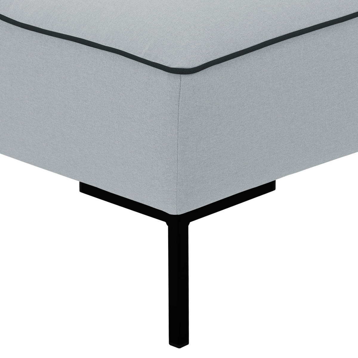 POLSTERHOCKER - Webstoff - Hellgrau/Schwarz, Textil/Metall (102/43/93cm) - home24