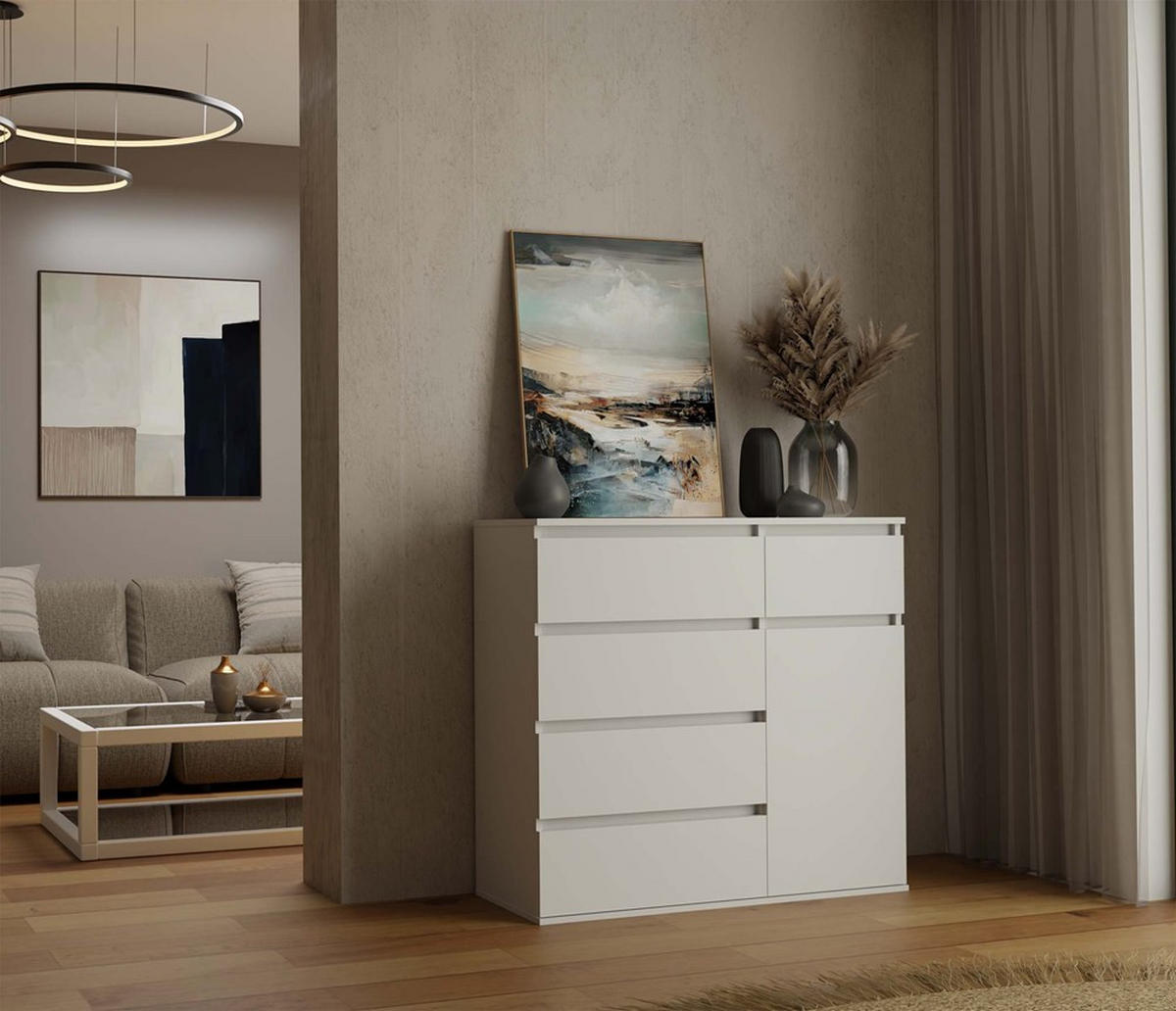 KOMMODE Weiß 100/93/40 - Weiß, Holzwerkstoff (100/93/40cm) - RAUMHIRSCH FURNITURE