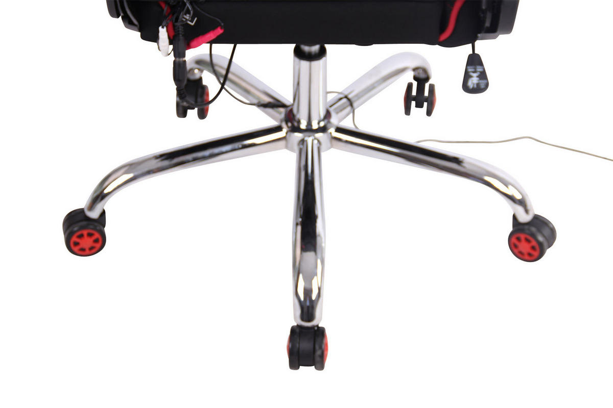 CHEFSESSEL Stoff schwarz/rot - Rot/Schwarz, Textil/Metall (67/128/51cm) - CLP