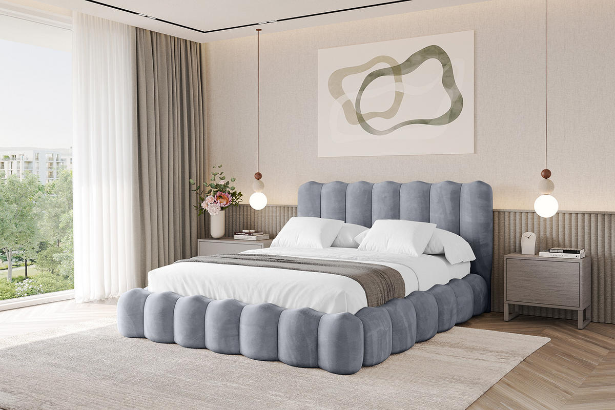 POLSTERBETT mit Bettkasten und Lattenrost, Boxbett ohne Matratze - SORA 120x200 Grau - Grau, Holzwerkstoff/Textil (120/200cm) - ALTDECOR