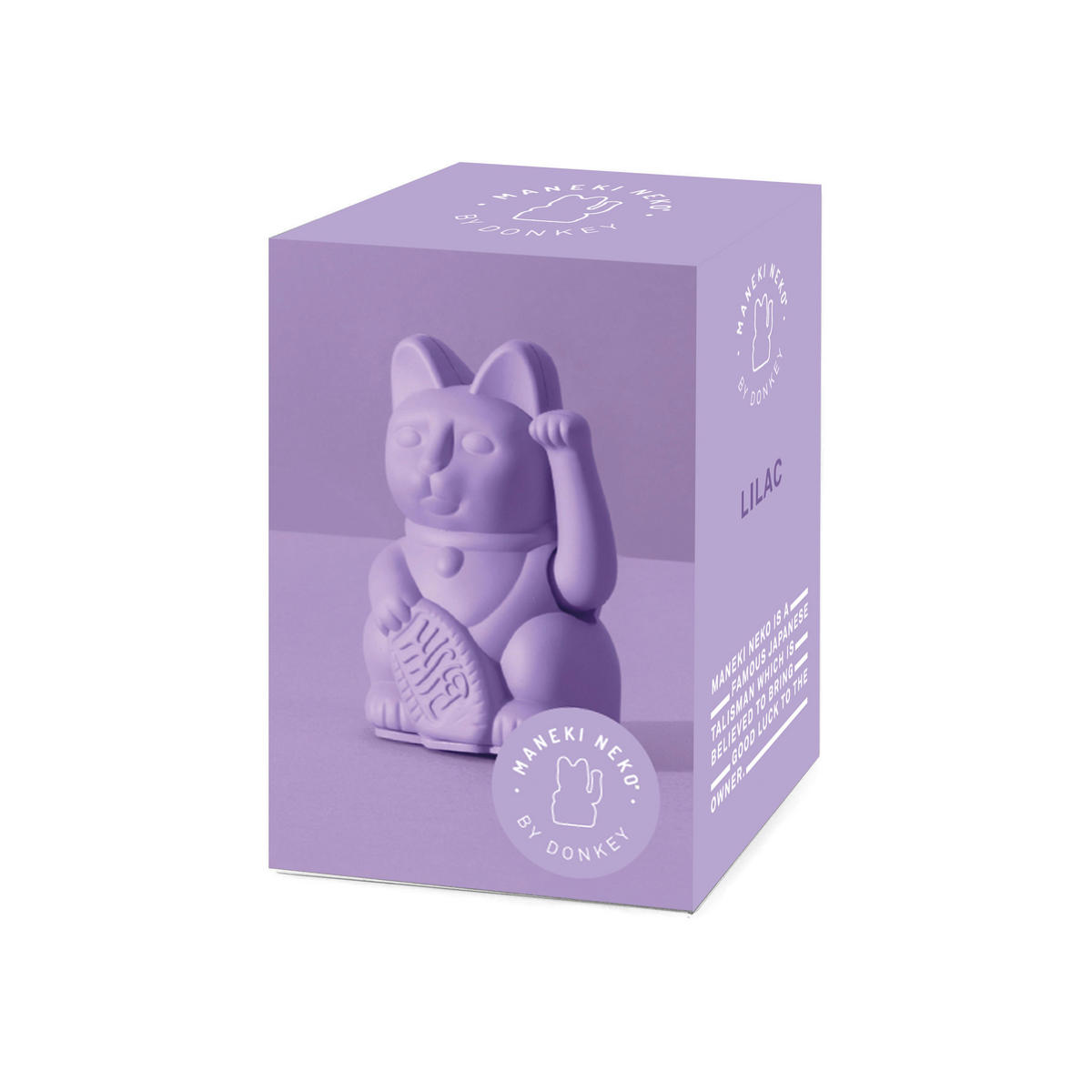 WINKEKATZE Lucky Cat Mini Maneki Neko, Kunststoff, Lilac, 9.8 cm - Lila, Kunststoff (6.7/9.8/5.2cm) - Donkey Products