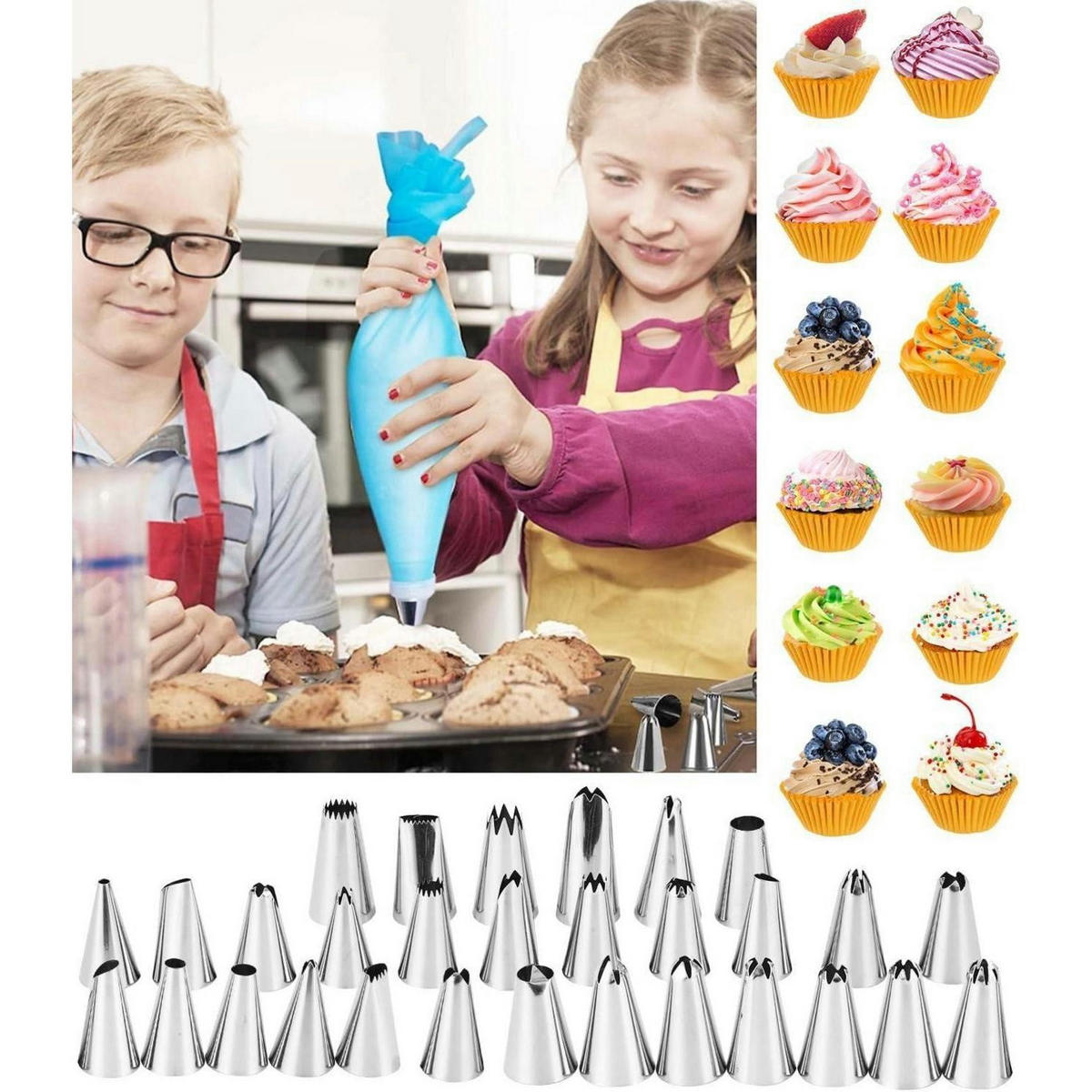 SPRITZBEUTEL Set 50-teilig mit 31 Tüllen - Multicolor, Kunststoff (30.8/3/31.5cm)