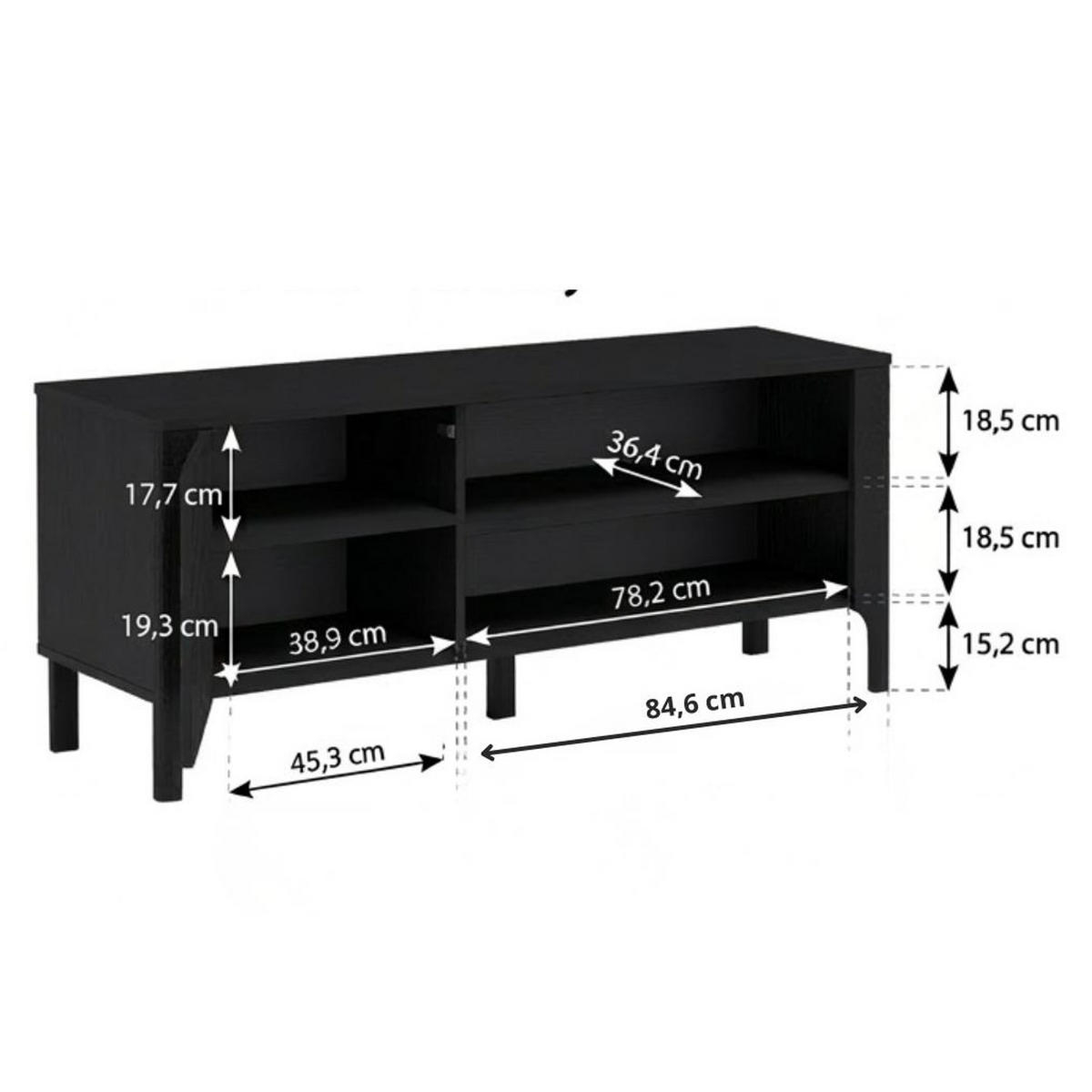 TV-LOWBOARD Malumi MM-6 135 x 57 x 40,5 cm Schwarz Paintflow - Schwarz, Holzwerkstoff/Metall (135/57/40.5cm) - Koseto