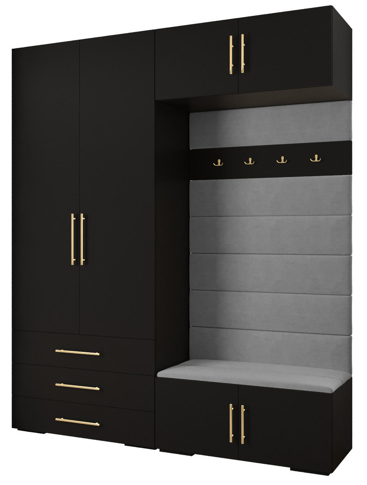 GARDEROBEN-SET 236,7/200/47 - Goldfarben/Schwarz, Holz/Kunststoff (200/236.7/47cm) - Abiks Möbel