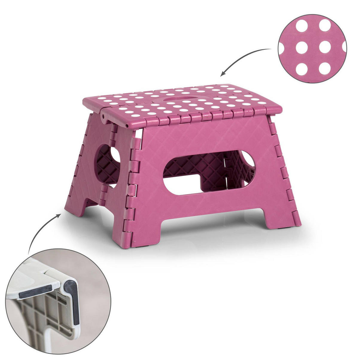 KLAPPHOCKER violett 35/28/22 cm - Dunkelrot, Kunststoff (28/22/35cm) - ZELLER