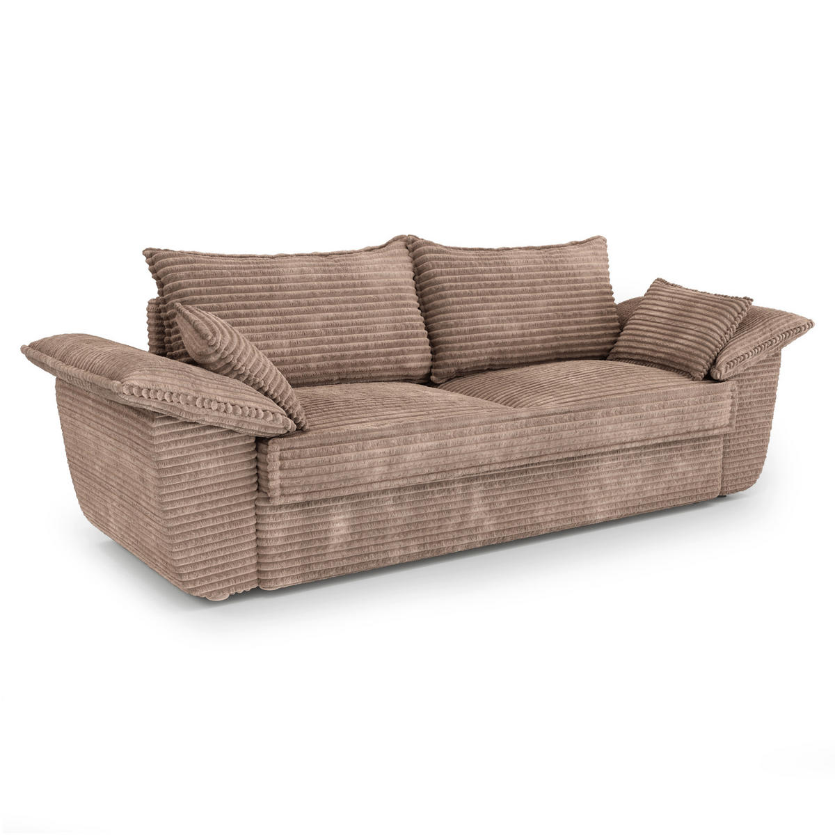 SOFA 3-Sitzer Gerippter Samt XXL Taupe 232cm - Taupe, Textil (232/92/102cm) - Sia Home