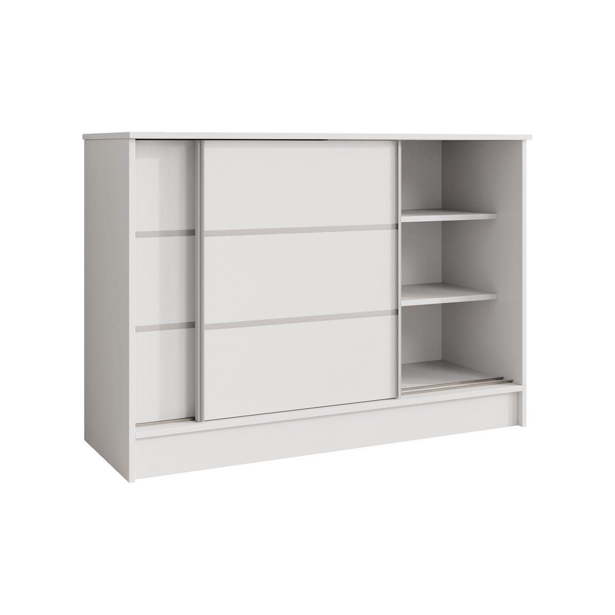 KOMMODE Mirela mit 2 Schiebetüren 120 cm, Weiß - Weiß, Holzwerkstoff (121/85/43.5cm) - Beautysofa