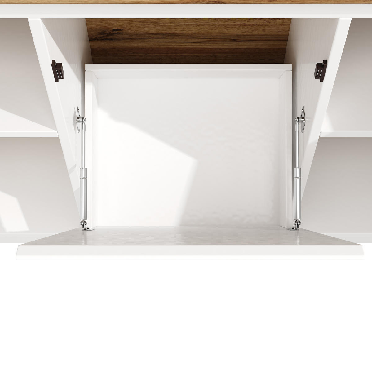 HIGHBOARD in Weiß Küchenschrank mit Acryltüren und LED-Beleuchtung, 120/40/180cm(B x T x H) - Weiß, Holzwerkstoff/Metall (120/180/40cm) - STILVORA