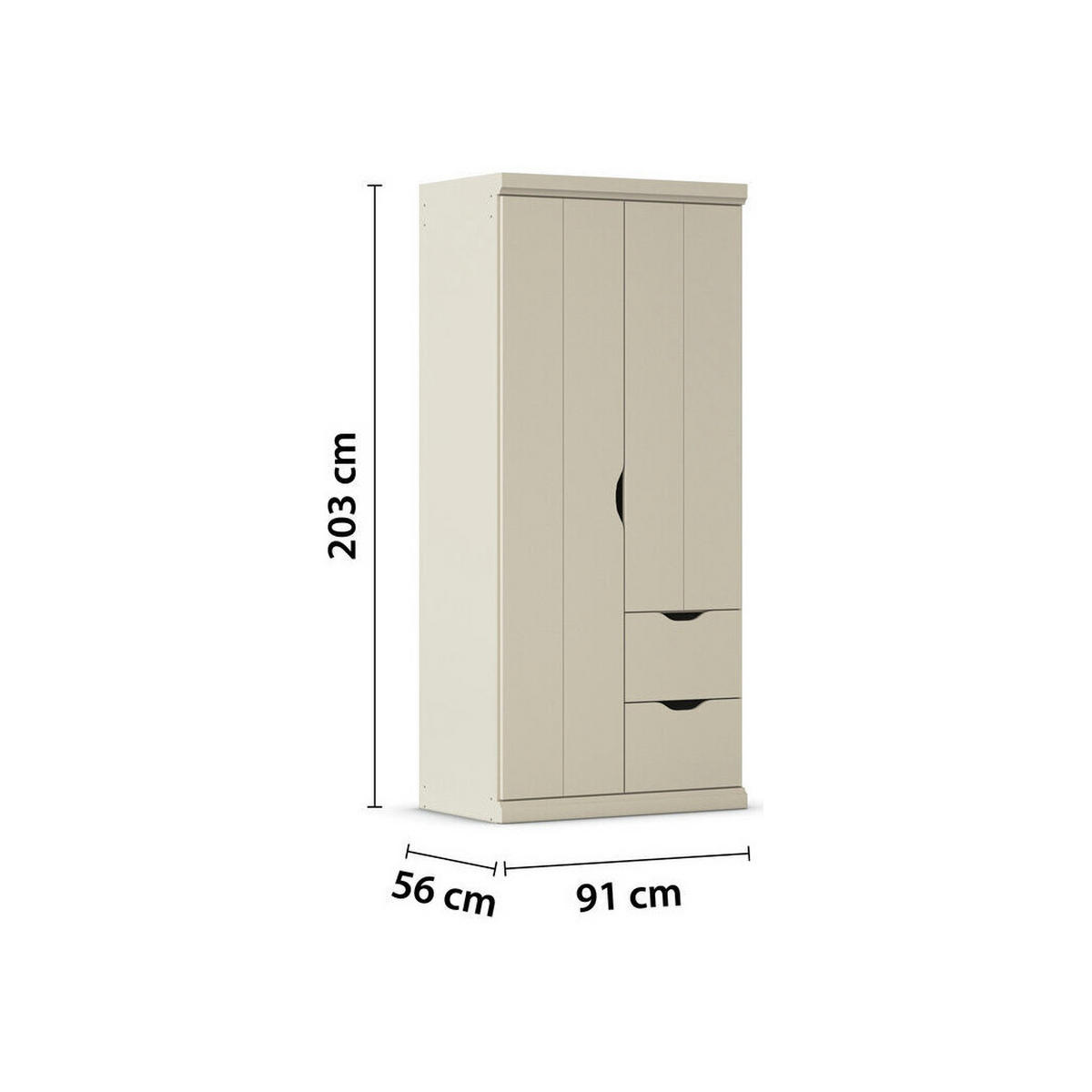 JUGENDZIMMER Frieda in Beige 5-teilig mit 2 türigem Kleiderschrank mit Schubkästen, 140er Jugendbett, Nachttisch, Schreibtisch mit Container - Beige, Holzwerkstoff (80/200/120cm)