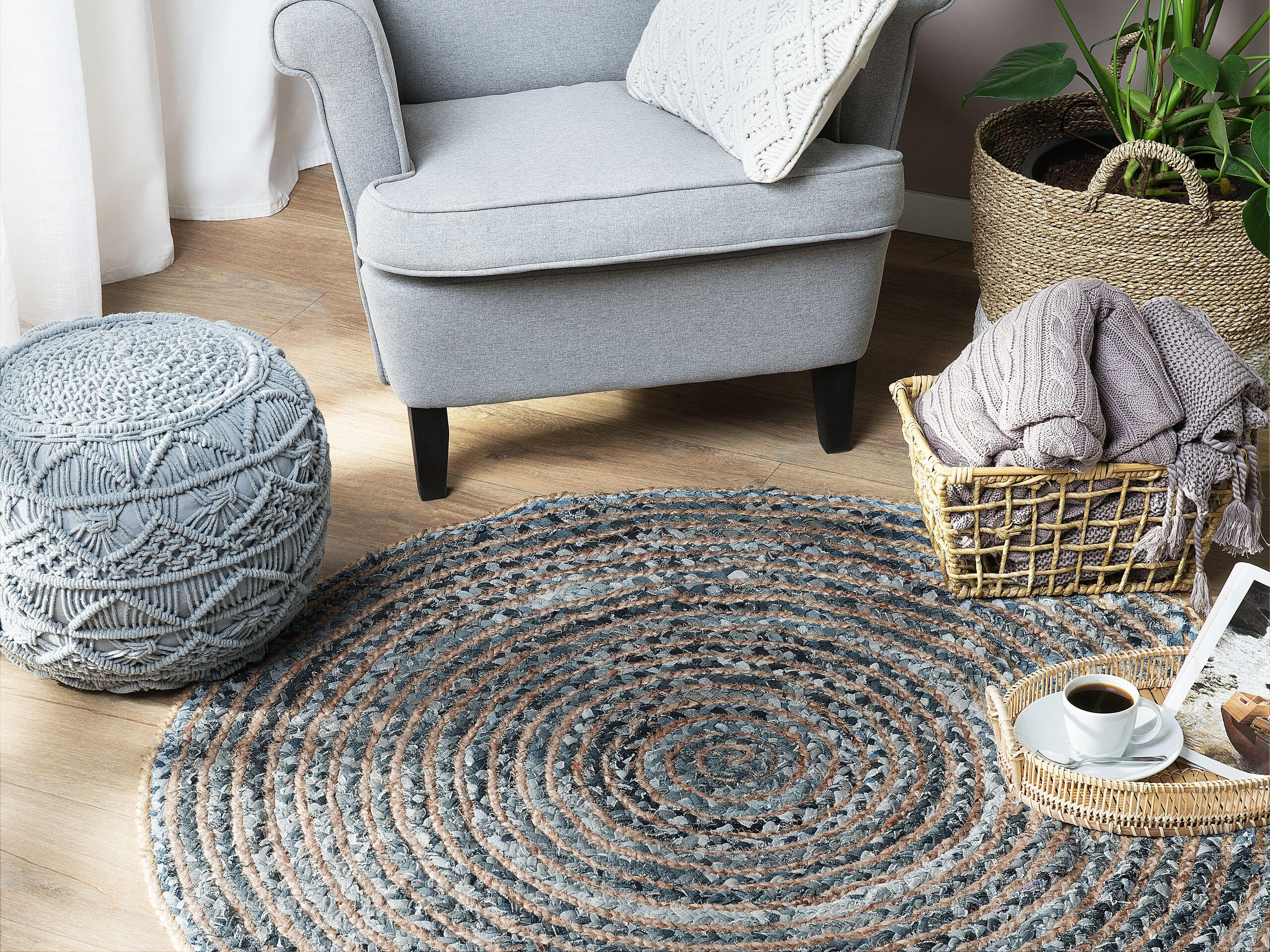 KURZFLOR-TEPPICH Maslak 120/120 cm - Grau, Naturmaterialen (120/120cm) - Beliani