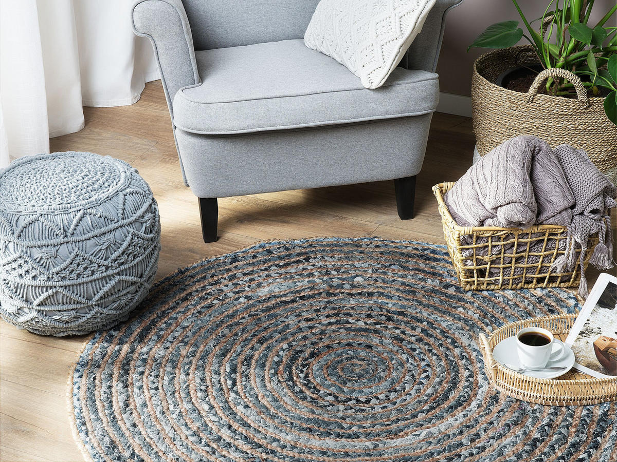 KURZFLOR-TEPPICH Maslak 120/120 cm - Grau, Naturmaterialen (120/120cm) - Beliani