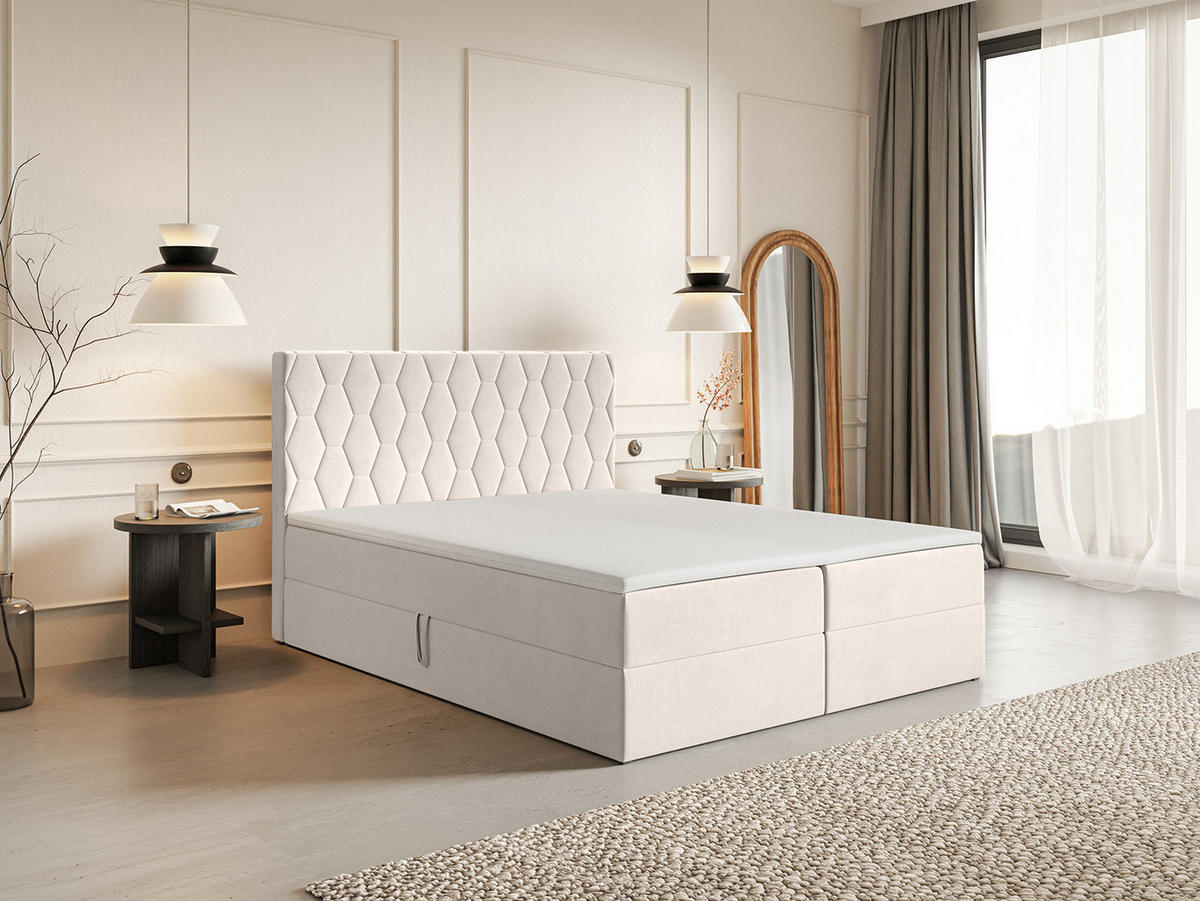 BOXSPRINGBETT Wemio 160x200 cm, Creme - Ecru, Textil (160/200cm) - Fedve