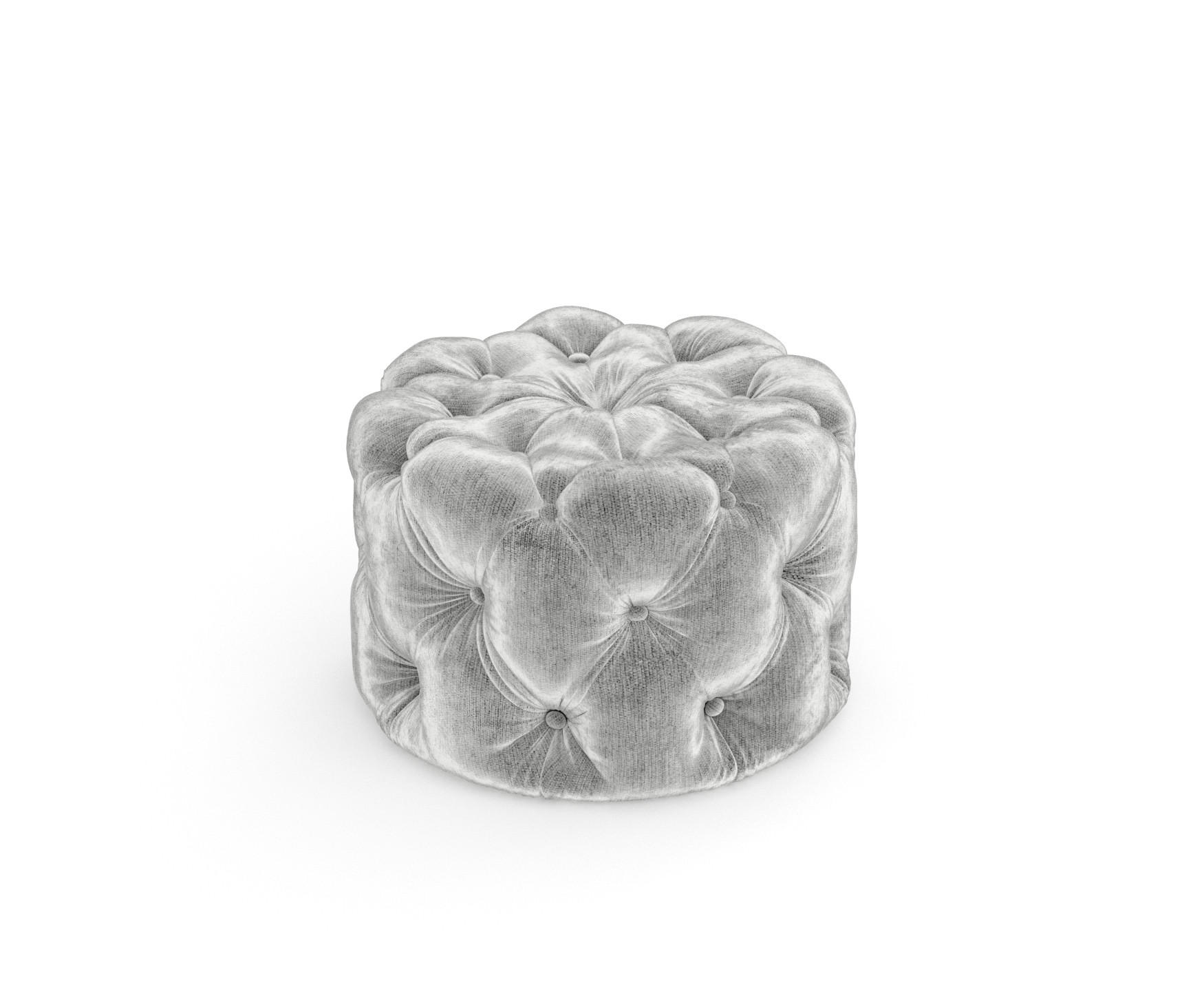 POUF Cosimo Hellgrau Chenille - Hellgrau/Schwarz, Holz/Holzwerkstoff (60/40/60cm) - Maison de Reve