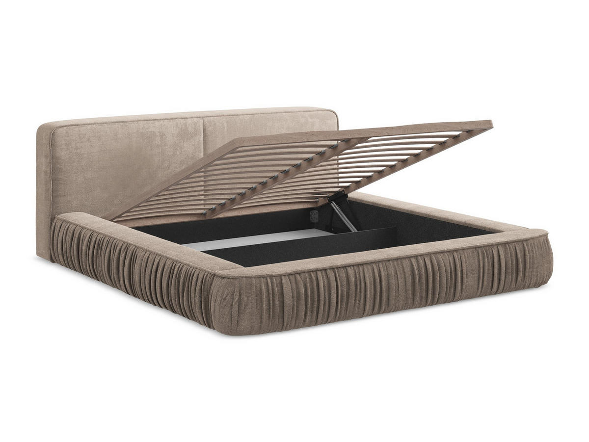 POLSTERBETT mit Bettkasten und Lattenrost 178x238 Beige - Beige/Schwarz, Kunststoff/Textil (140/200cm) - Makamii