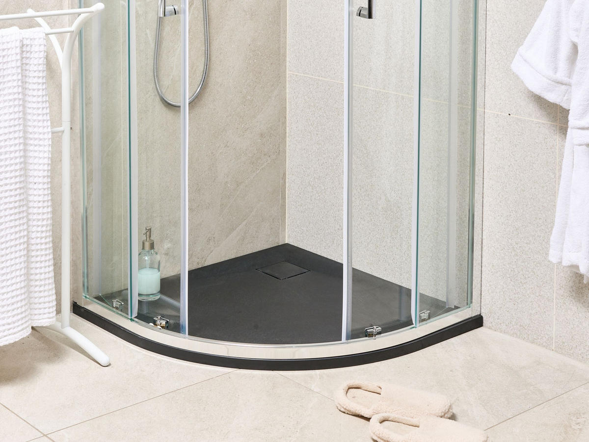 CĂDIȚĂ DE DUȘ 80/80/3 cm neagră Paron - negru, material plastic (80/3/80cm) - Beliani