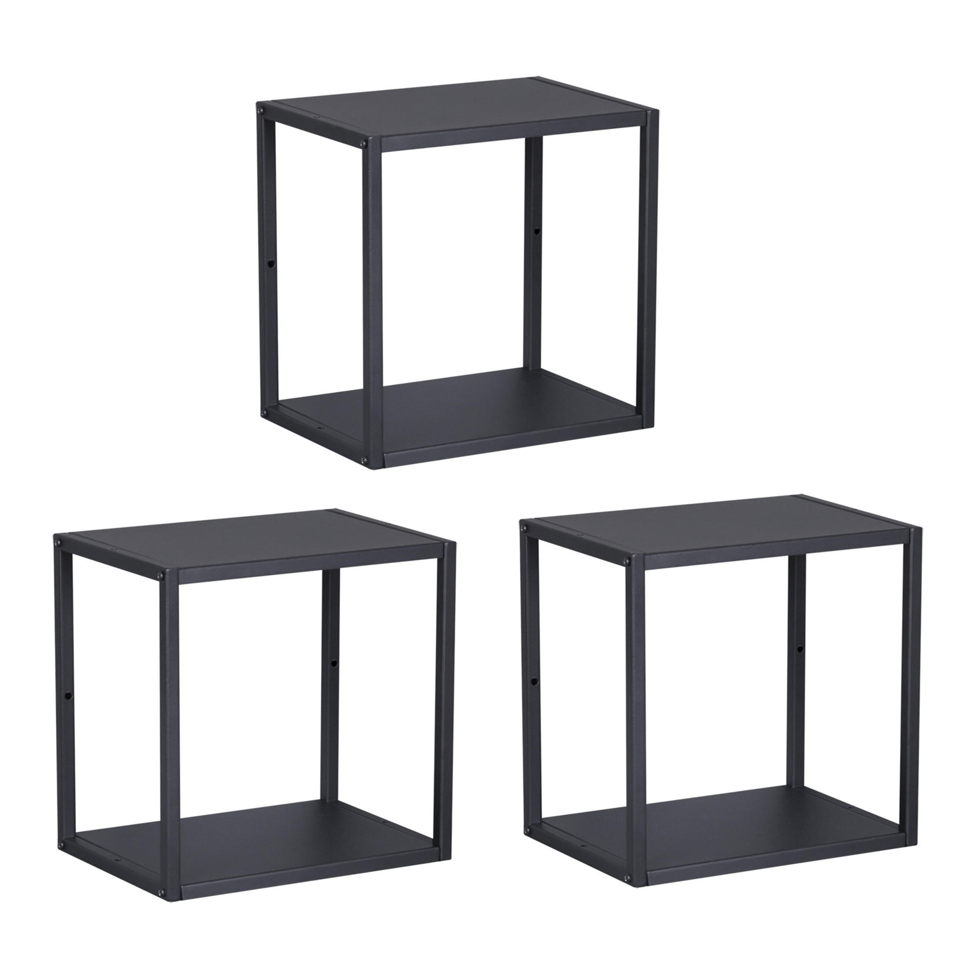 WANDREGAL-SET 3 TLG. Nostened - Schwarz, Metall (27.5/27.5/20cm) - [en.casa]