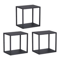 WANDREGAL-SET 3 TLG. Nostened - Schwarz, Metall (27.5/27.5/20cm) - [en.casa]