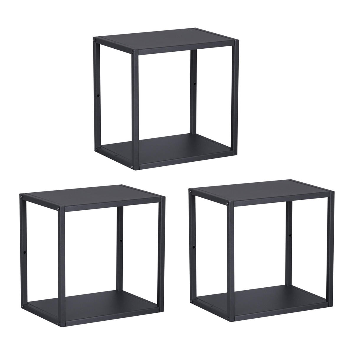 WANDREGAL-SET 3 TLG. Nostened - Schwarz, Metall (27.5/27.5/20cm) - [en.casa]
