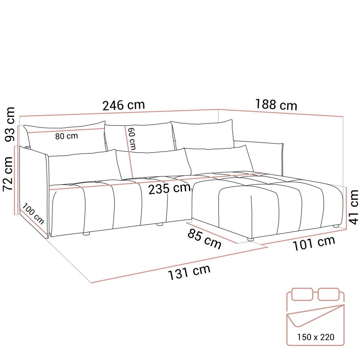 ECKSOFA APOLLO L mit Schlaffunktion und Bettkasten – linke Seite - Grün, Textil (246/188cm) - Lookway