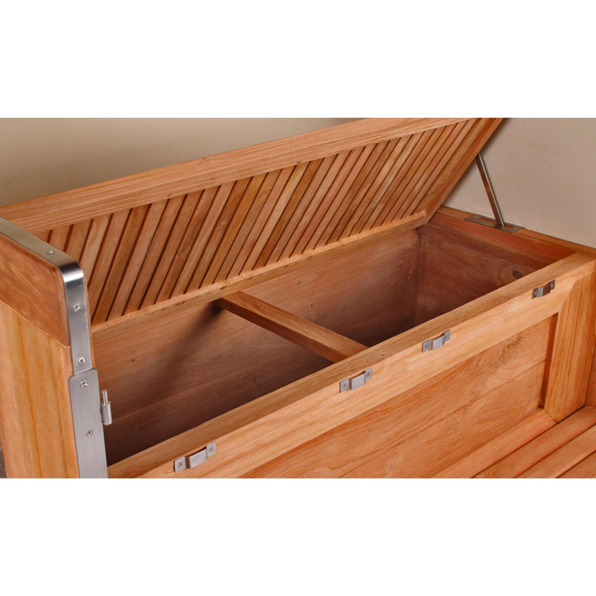 STRANDKORB Baltikum Teak 2,5 Sitzer - Braun/Grau, Holz/Metall (142/170/95cm) - Mr. Deko