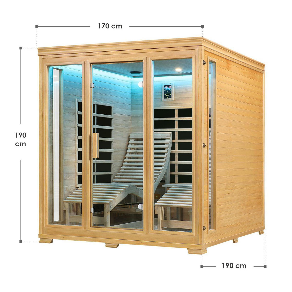 INFRAROTKABINE Billund mit Dual-Heizsystem & Hemlockholz - Naturfarben, Holz (170/190/190cm) - Artsauna