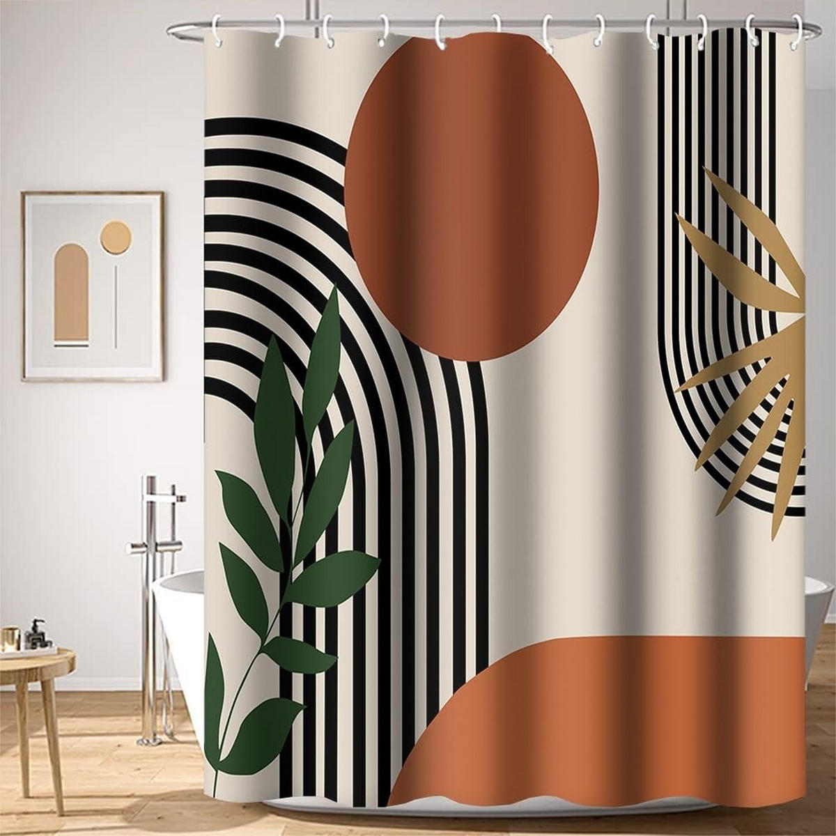 DUSCHVORHANG Terrakotta Orange abstrakt Polyester wasserdicht schimmelresistent mit Haken Badewanne - Multicolor, Textil (200/180cm) - MCBOSON