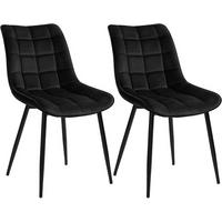 ESSZIMMERSTUHL 2er Set, Samt, Metallbeine, Schwarz - Schwarz, Textil/Metall (46/85.5/40.5cm) - Woltu