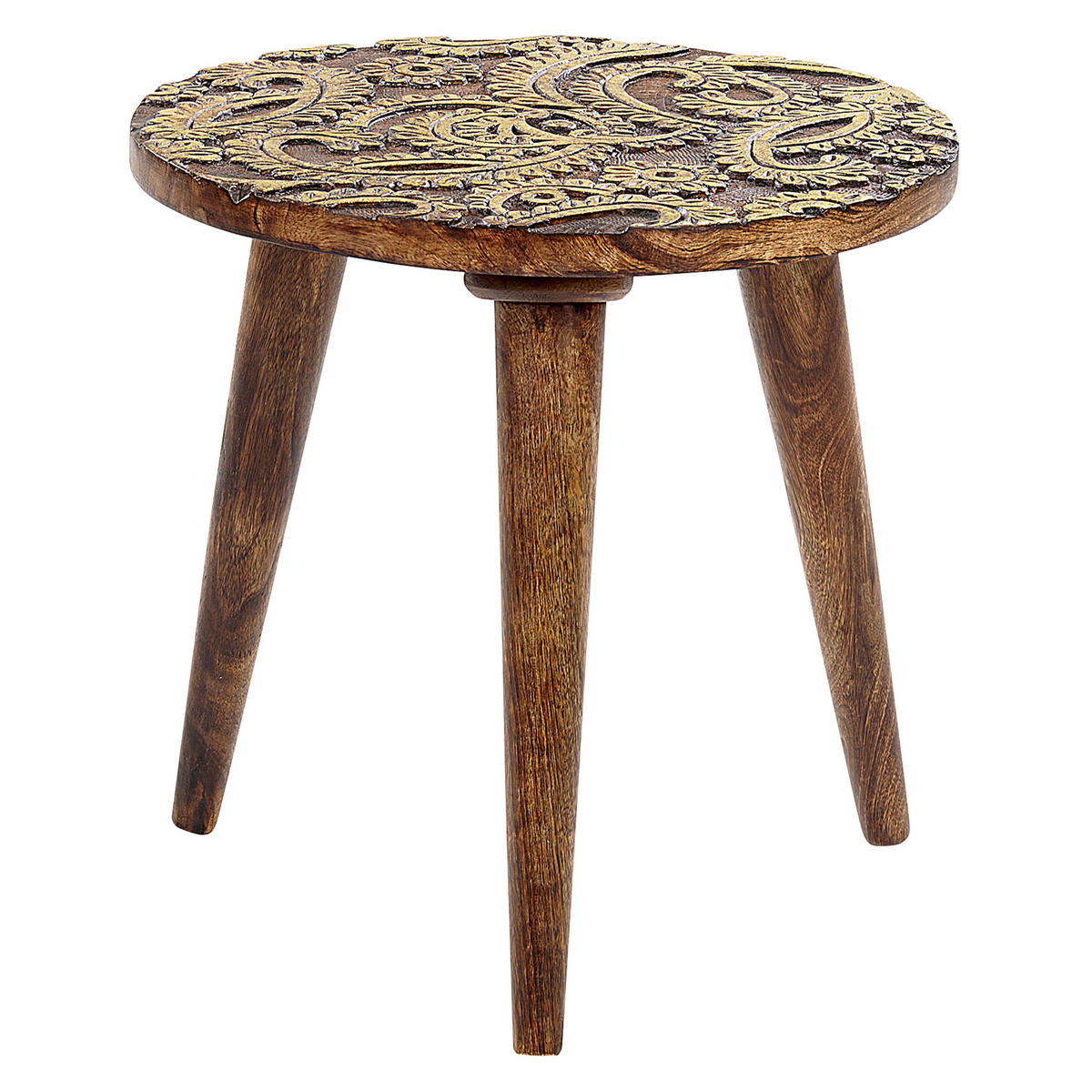 BEISTELLTISCH 2er-Set Rund Holz, Gold Chanpi - Dunkelbraun, Holz (45/45cm) - Beliani