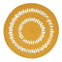 TEPPICH geflochten rund mit Häkel-Muster 70 cm - Currygelb, Textil (70/70cm) - Homescapes