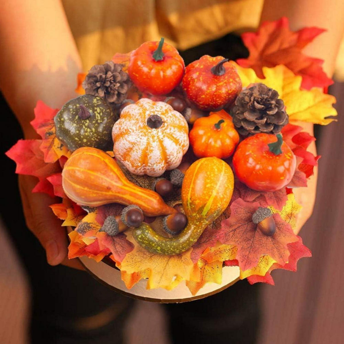 HERBSTDEKO Set 50-teilig mit Kürbissen und Blättern - Multicolor, Kunststoff (10cm)