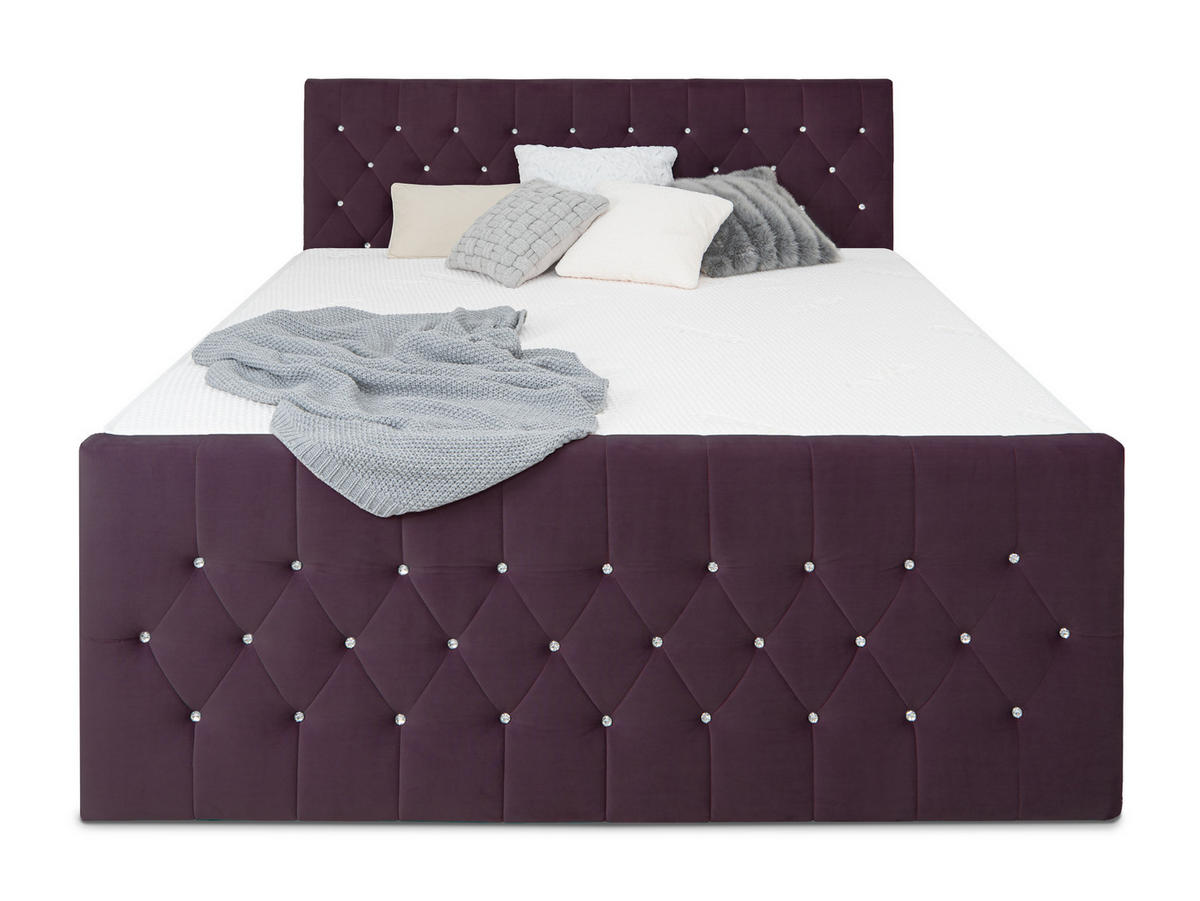 BOXSPRINGBETT Sira Lila 160/200 cm H2/H3 Samt - Lila, Textil (160/200cm) - wonello
