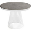 ESSTISCH Naro rund ausziehbar mit Weißem Lamellen-Metallgestell, Beton-Optik Dunkelgrau 100-180/100/76 cm - Dunkelgrau/Weiß, Holzwerkstoff/Metall (100/100/76cm) - WFL GROUP