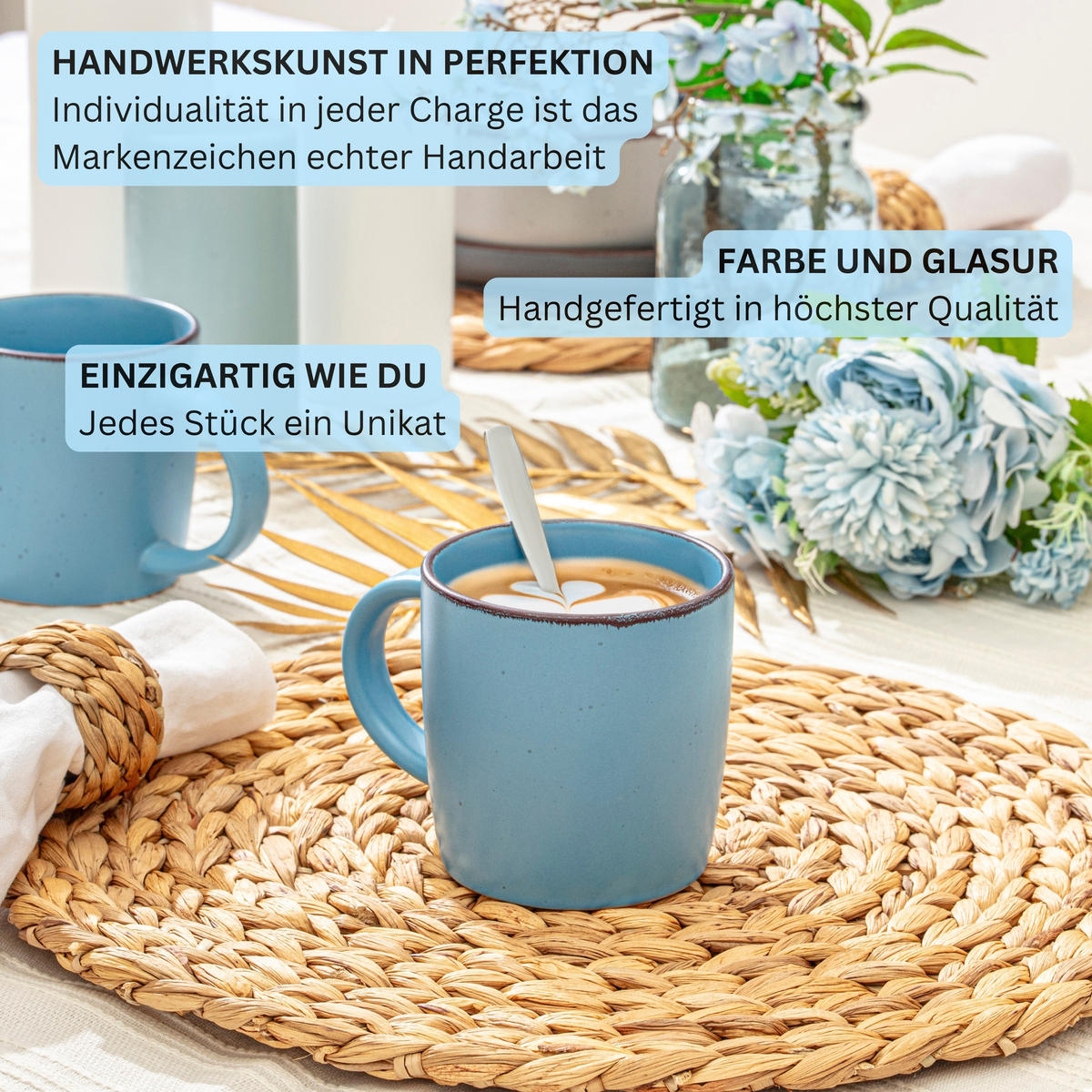 KOMBISERVICE BOMBAY SAPHIR - 16 teilig aus Steingut - Blau, Stein (50/30/80cm) - Sänger