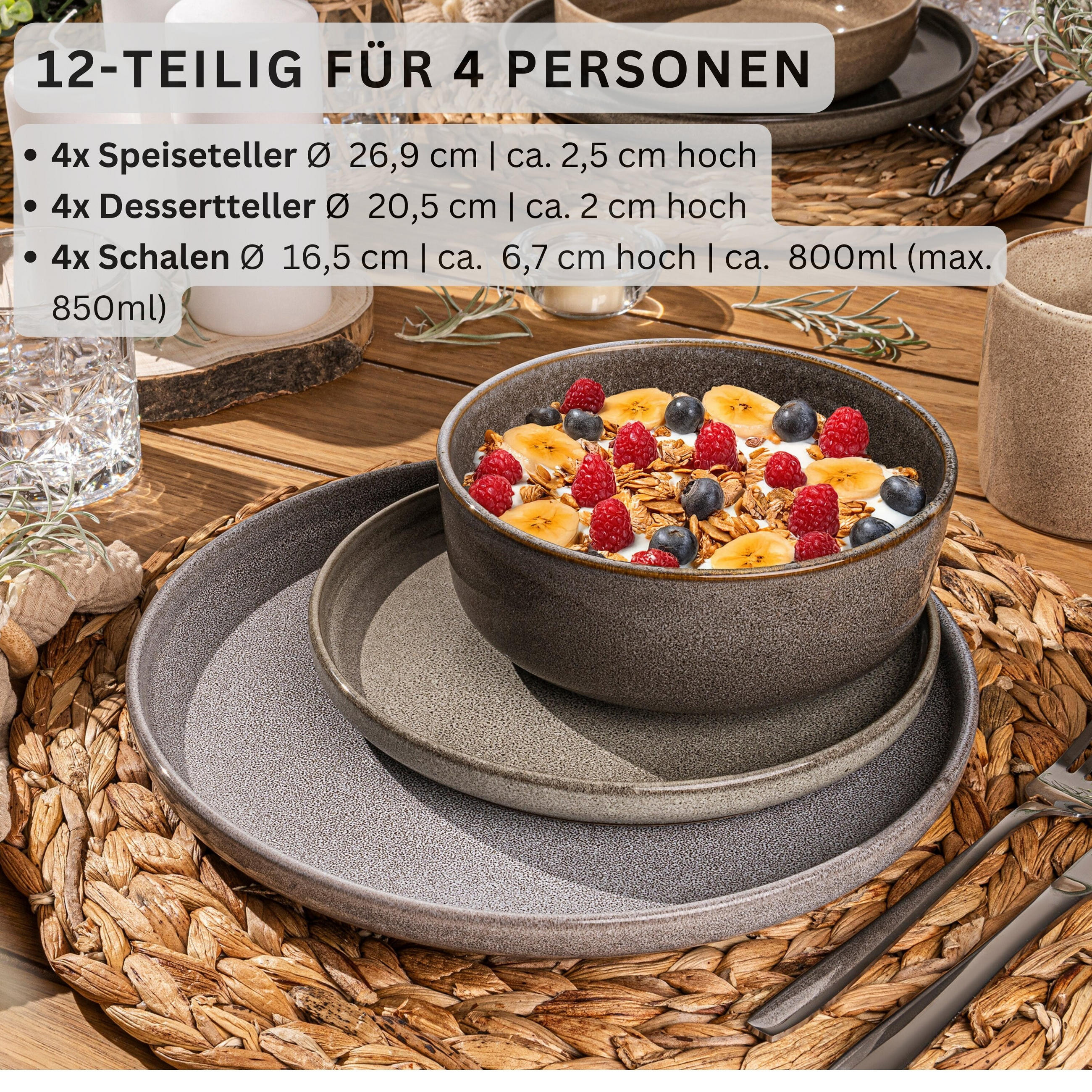 TAFELSERVICE KAIRO - 12 teilig aus Steingut - Multicolor, Keramik (38/34.5/38cm) - Sänger