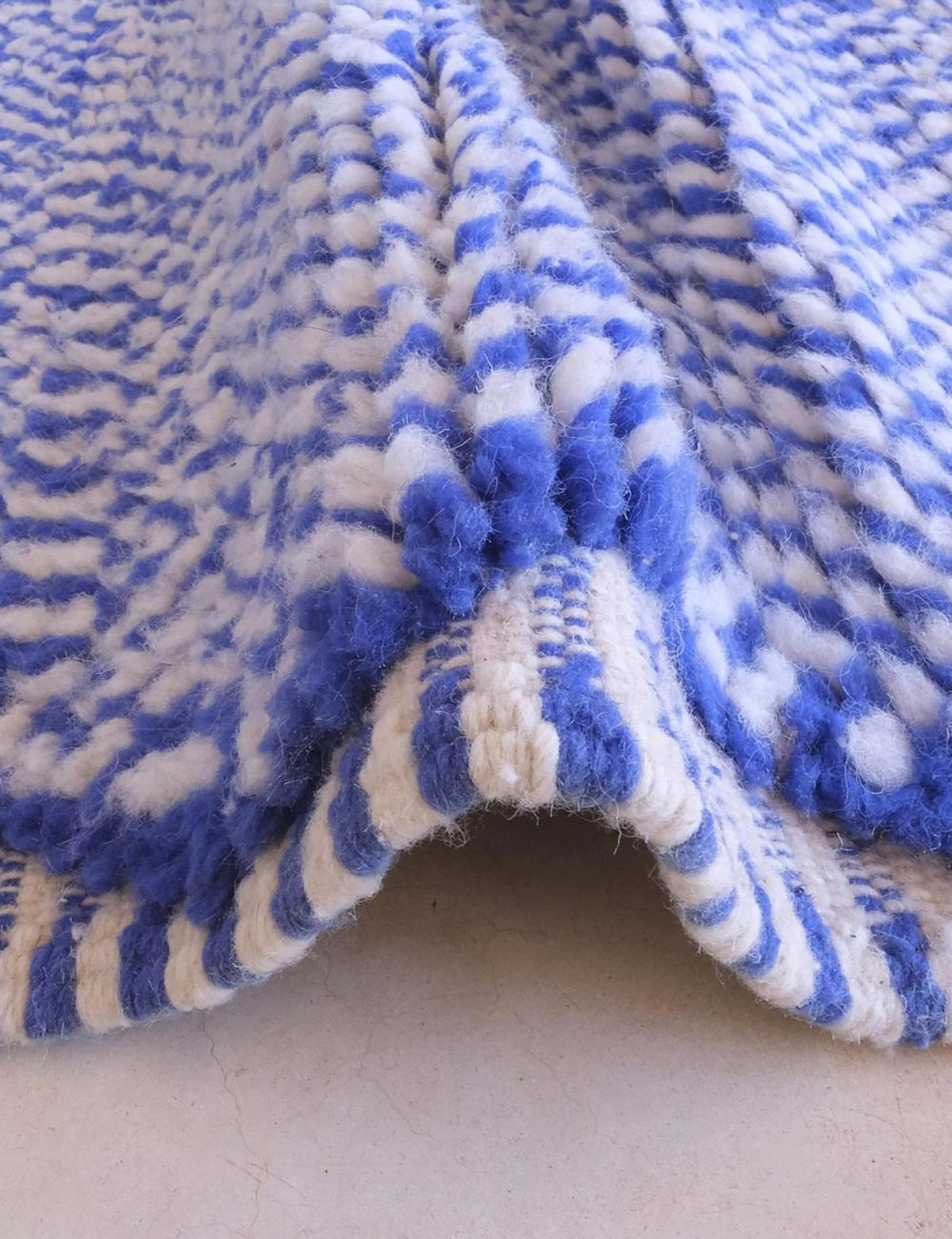 BERBERTEPPICH grafischer Stil aus reiner Wolle 200x 300 cm - Blau, Naturmaterialien (200/300cm) - AFK Living