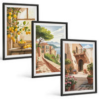 BILDER SET 3er Set - 40x60 cm Schwarzer Rahmen - Zitrusfrüchte in der Küchenmeerstadt - Schwarz, Kunststoff (40/60cm) - TULUP