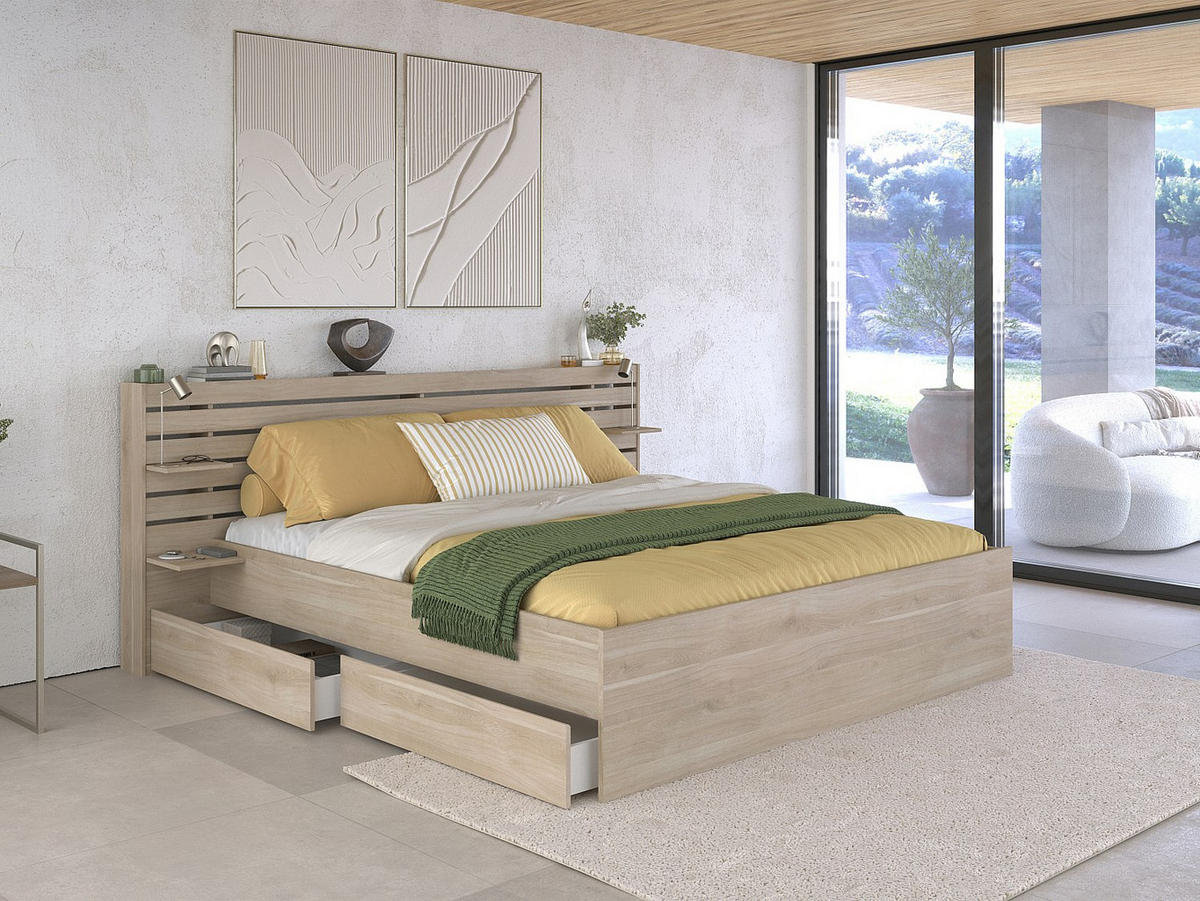 BETTRAHMEN - 2 -Sitzer - Holzspan - naturfarben hell - TENALIA - Naturfarben, Holz (216.8/235.4cm) - Vente-Unique